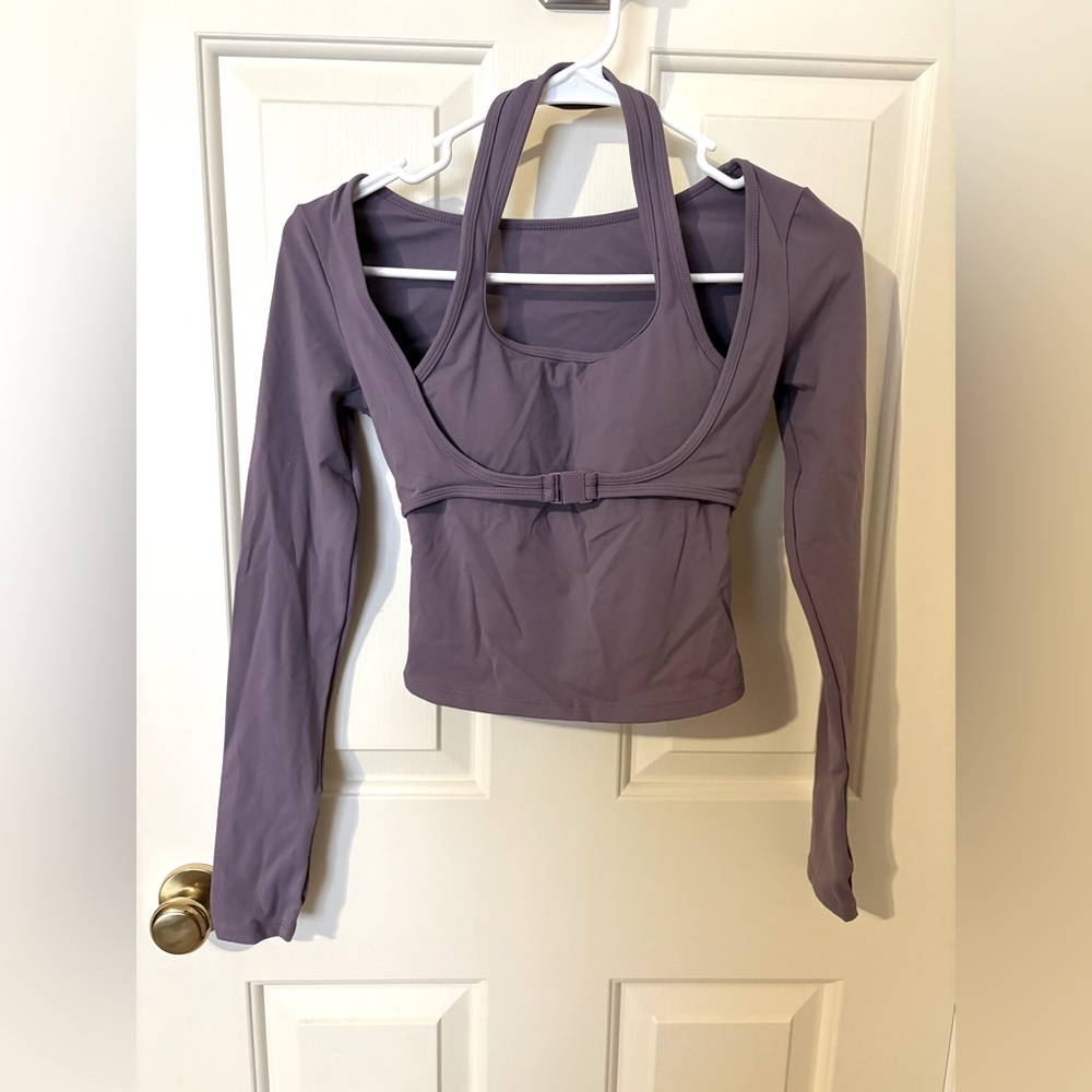 Halara Plush Halter Thumb Hole Long Sleeve 2-in-1 Yoga Sports Top